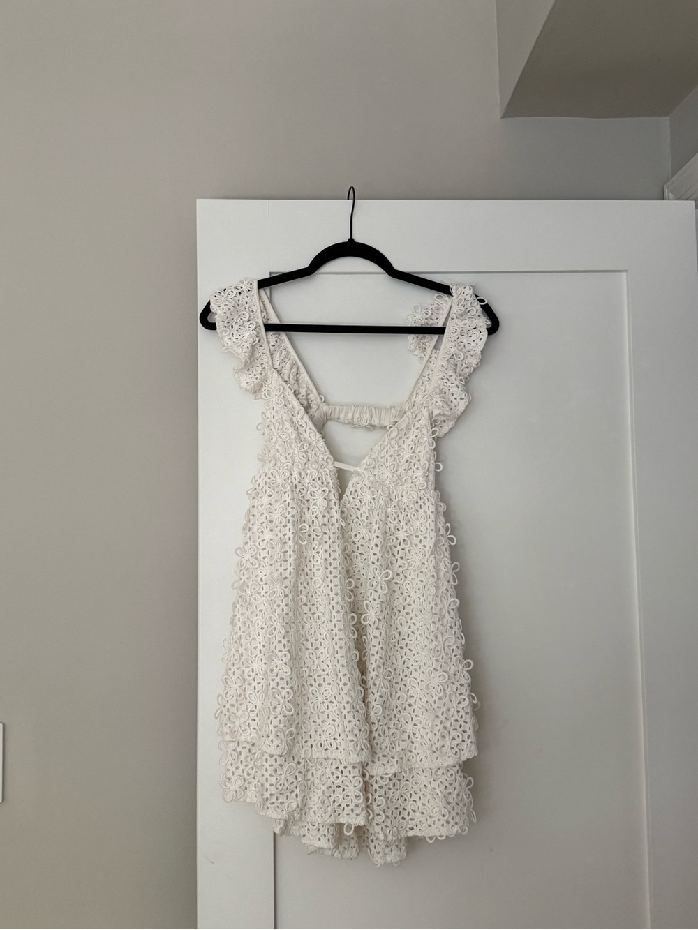 For Love And Lemons Ivory Lace Tiered Mini Dress